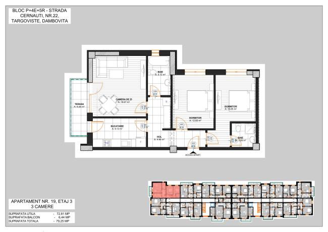 Apartament 3 camere - Târgoviște (micro 2)
